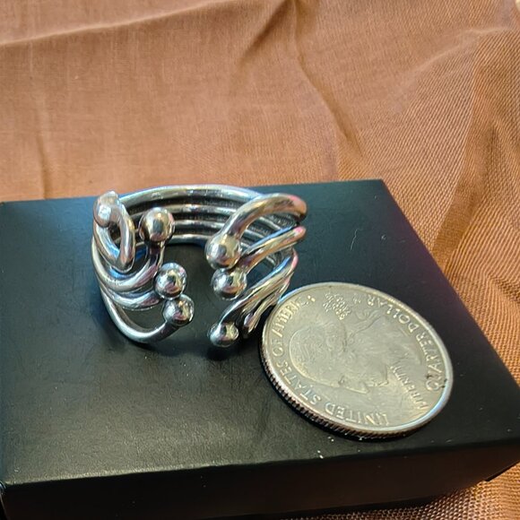 Sterling Silver 925 Designer ATI Thailand Modernist Swirl Ring - Picture 8 of 9